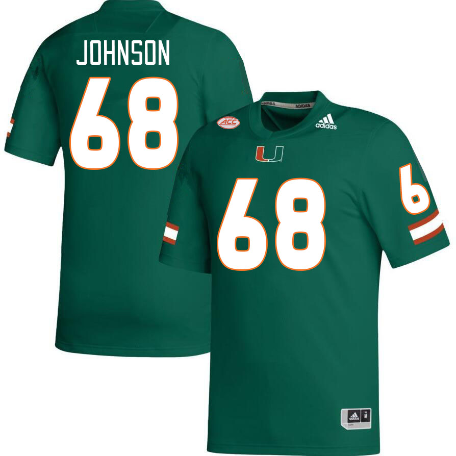 Men #68 Ian Johnson Miami Hurricanes College Football Jerseys Stitched-Green